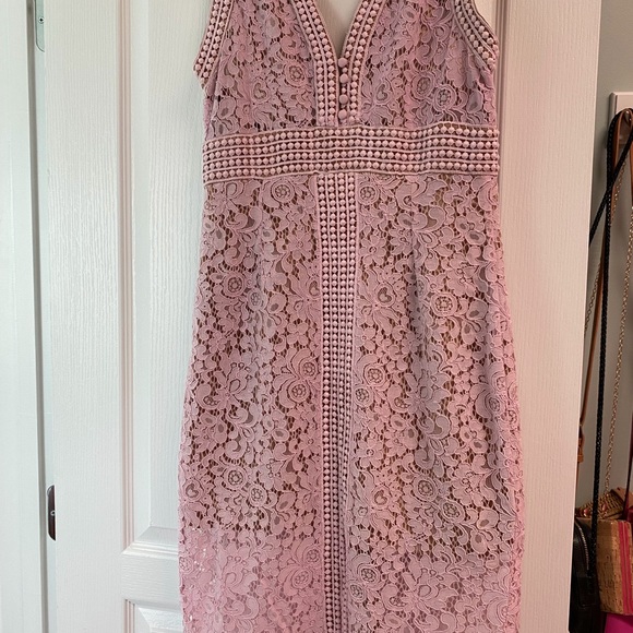 Bardot Blush Lace V-Neck Dress Size 8 - Picture 3 of 7